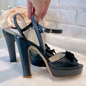 Marc Jacobs Butterfly Heels, Vintage Platform Peep Toe 5” Heels, Black, Leather